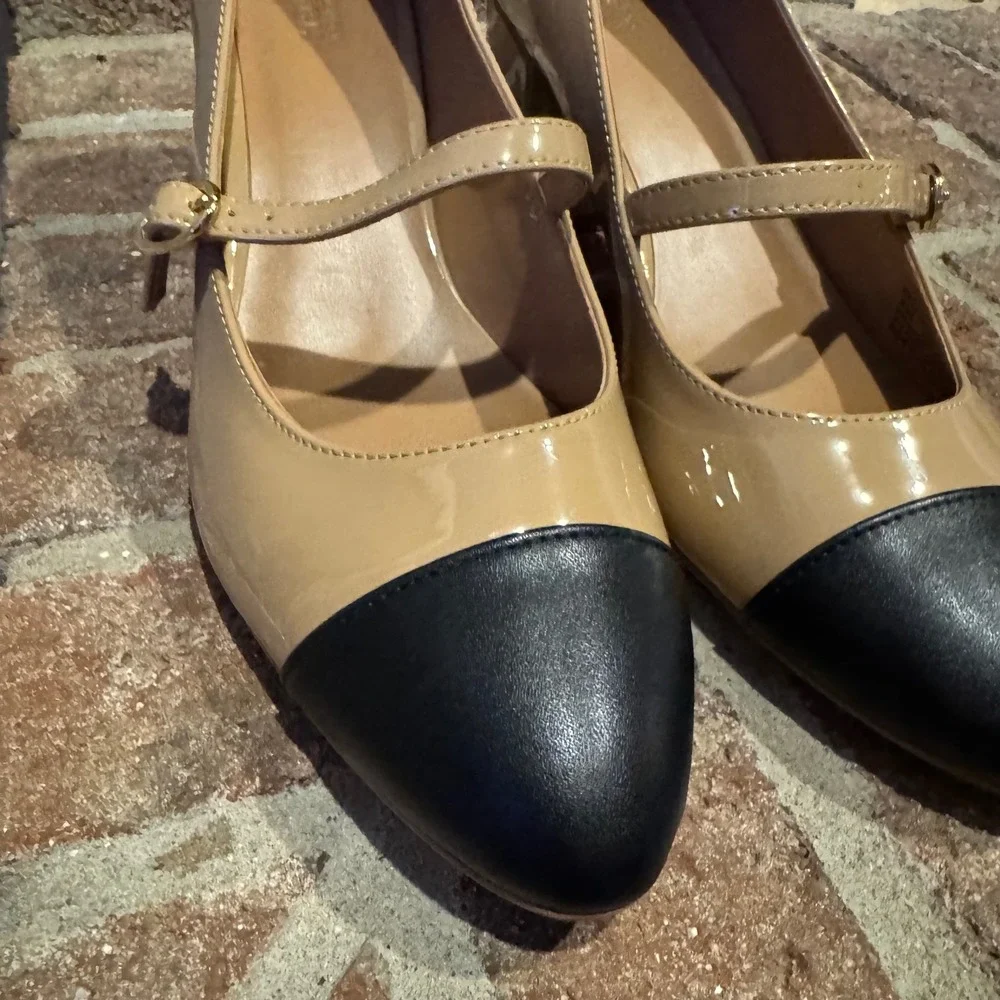 Nordstrom Rack Jackie Cap Toe Mary Jane Pump Patent Light Brown, Tan Size 8M 422